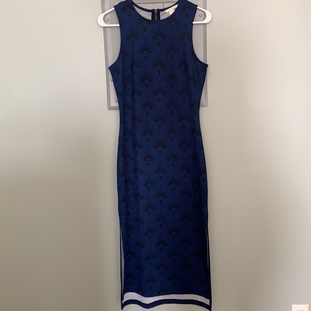 Blue and Black Midi Dress